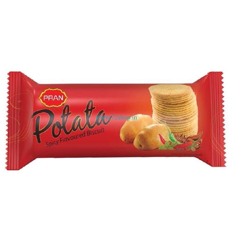 Pran Potata Spicy Flavoured Biscuits – Pack of 8 (75g Each)